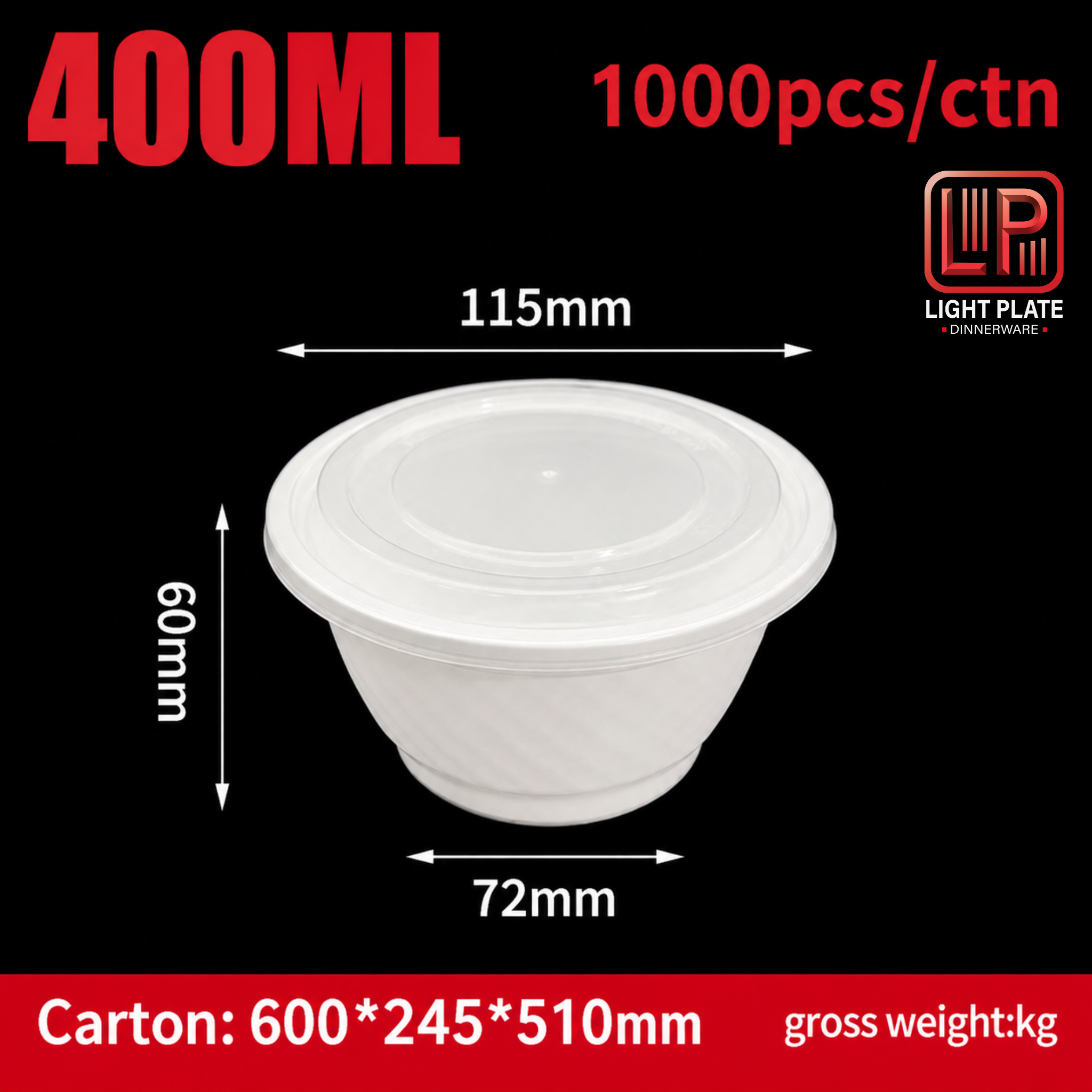 Takeout Bowl with Lid 400ml